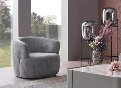 Stylish Armchair Living Room Soft Furniture Gray Designer Lounge Club Single Seater